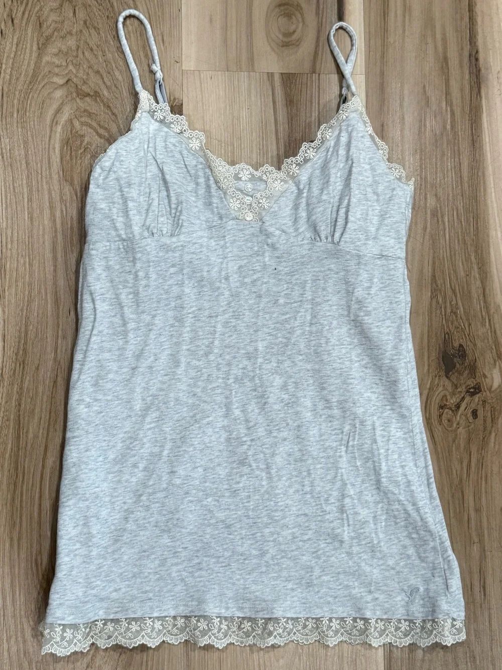 American Eagle Y2K Grey Lace Trim Babydoll Cami Women’s Small
